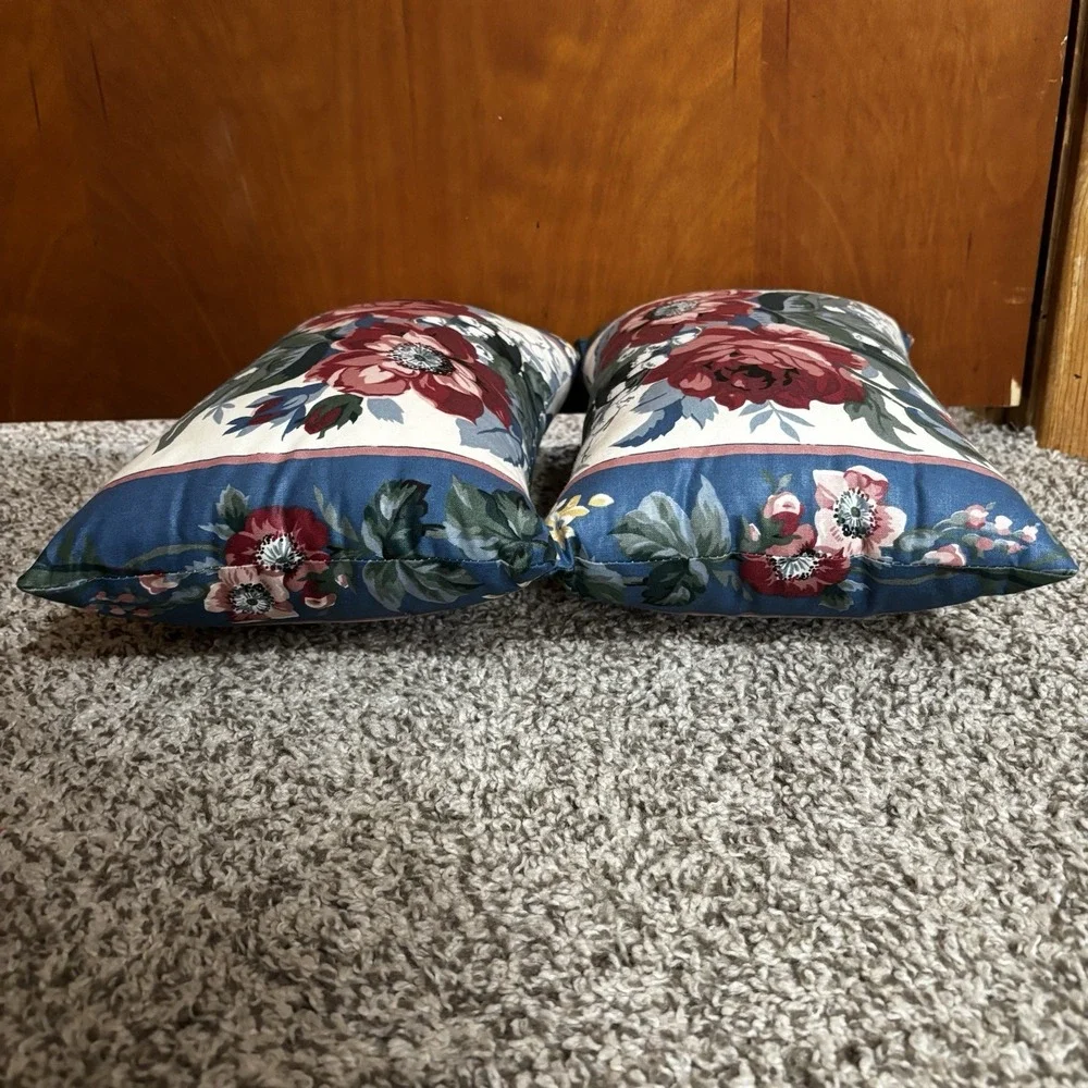 Vintage Waverly Floral Print Flower Throw Pillows 13